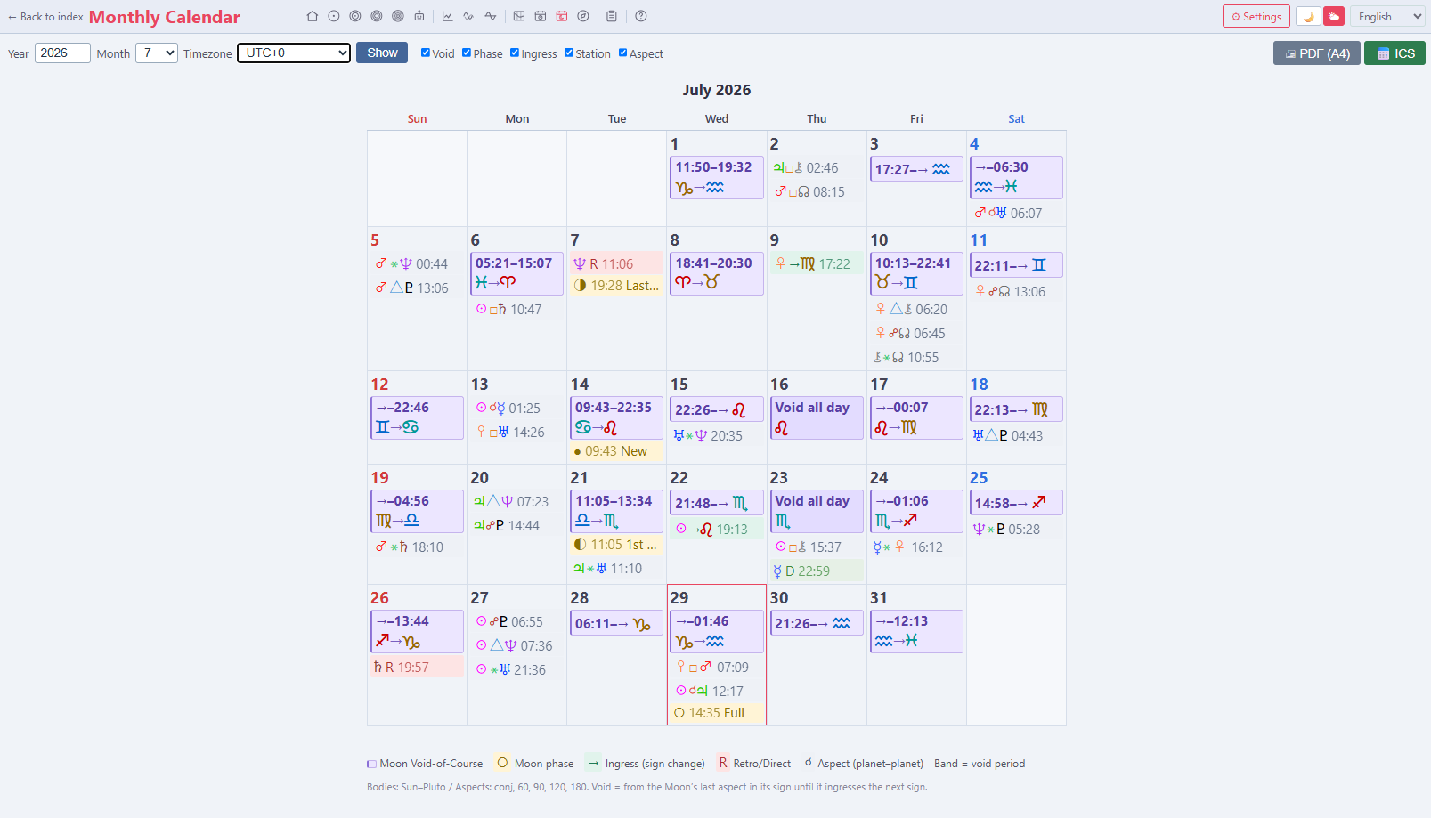 Void calendar